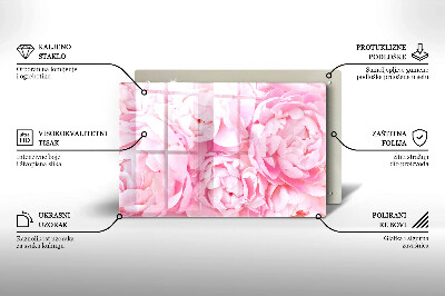 Glass candle plate decorative Delicate peonies