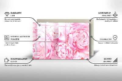Glass candle plate decorative Delicate peonies