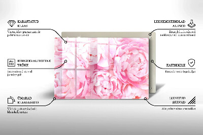 Glass candle plate decorative Delicate peonies