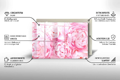 Glass candle plate decorative Delicate peonies