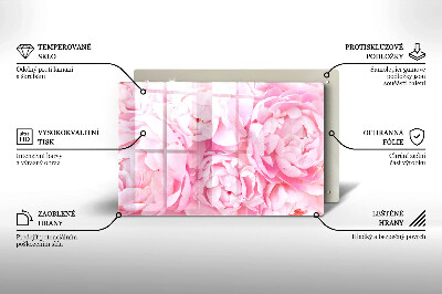 Glass candle plate decorative Delicate peonies