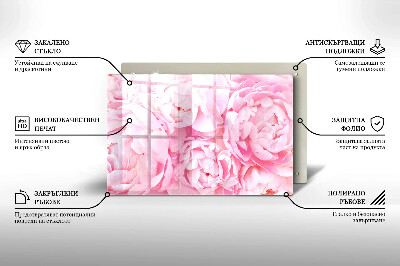 Glass candle plate decorative Delicate peonies