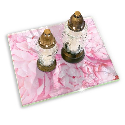 Glass candle plate decorative Delicate peonies