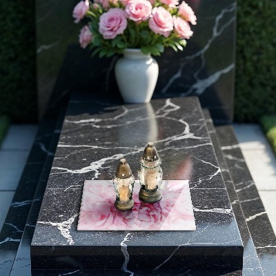 Glass candle plate decorative Delicate peonies