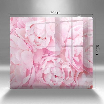 Glass candle plate decorative Delicate peonies