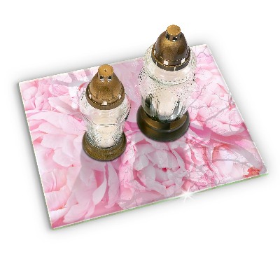Glass candle plate decorative Delicate peonies