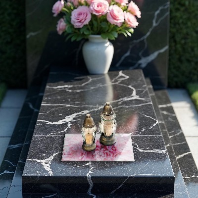 Glass candle plate decorative Delicate peonies