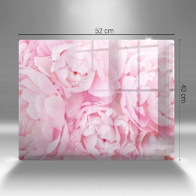Glass candle plate decorative Delicate peonies