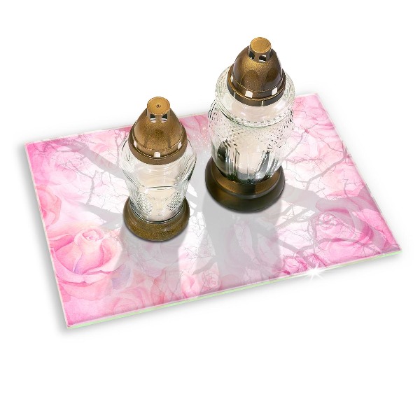 Glass candle plate decorative Delicate roses background
