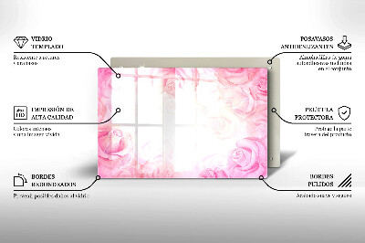 Glass candle plate decorative Delicate roses background