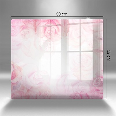 Glass candle plate decorative Delicate roses background