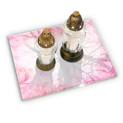 Glass candle plate decorative Delicate roses background