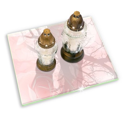 Grave candle coaster decorative Pastel roses background