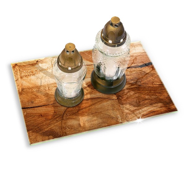 Glass candle plate decorative Wooden plank texture
