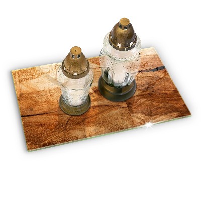 Glass candle plate decorative Wooden plank texture