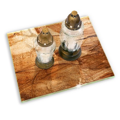 Glass candle plate decorative Wooden plank texture