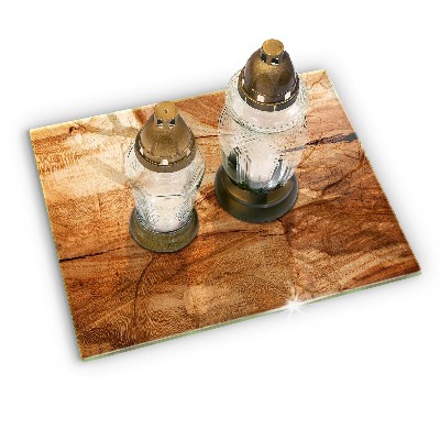 Glass candle plate decorative Wooden plank texture