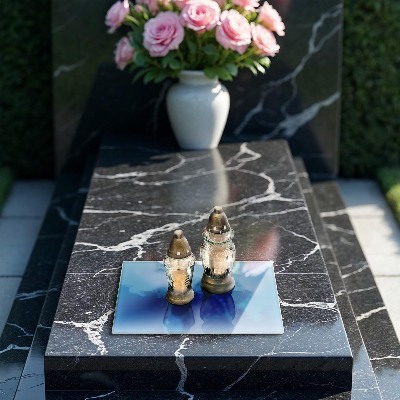 Grave candle coaster decorative Blue colour