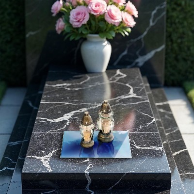 Grave candle coaster decorative Blue colour