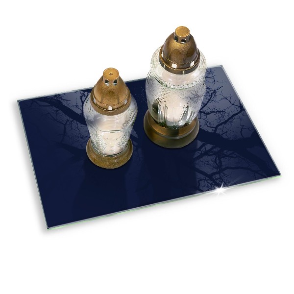 Glass candle plate decorative Navy blue colour
