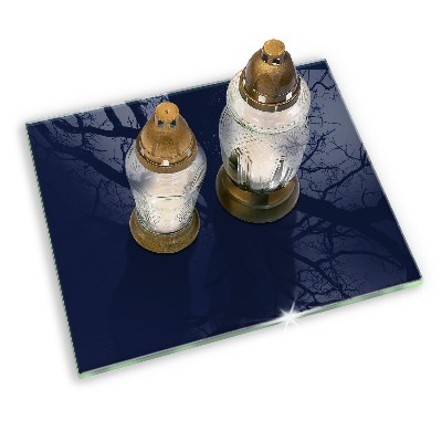 Glass candle plate decorative Navy blue colour