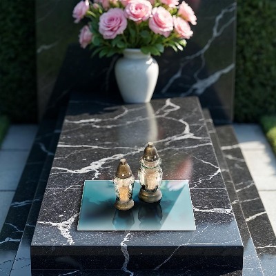 Grave candle coaster decorative Turquoise colour