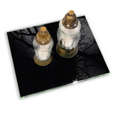 Glass candle plate decorative Black colour