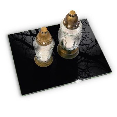 Glass candle plate decorative Black colour