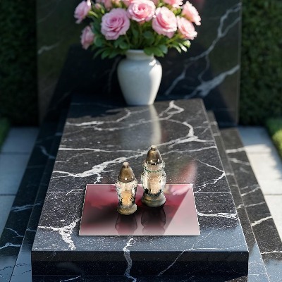 Grave candle coaster decorative Burgundy colour