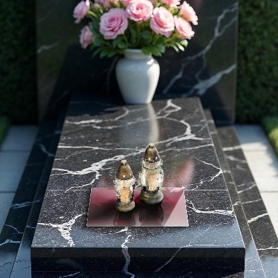 Grave candle coaster decorative Burgundy colour