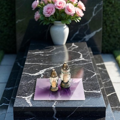 Glass candle plate decorative Purple colour