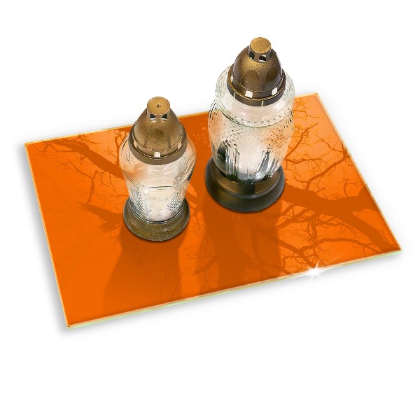 Glass candle plate decorative Orange colour