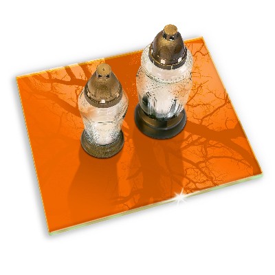 Glass candle plate decorative Orange colour