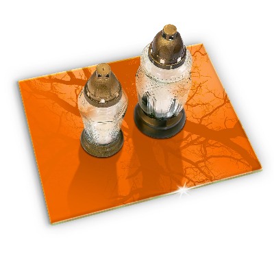 Glass candle plate decorative Orange colour