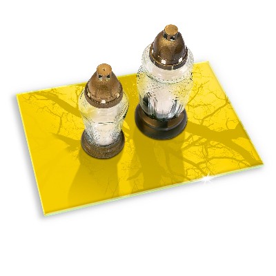 Glass candle plate decorative Yellow colour
