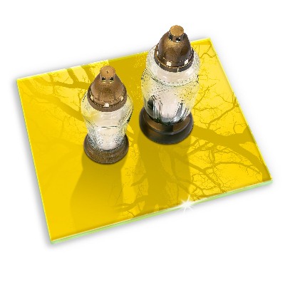Glass candle plate decorative Yellow colour
