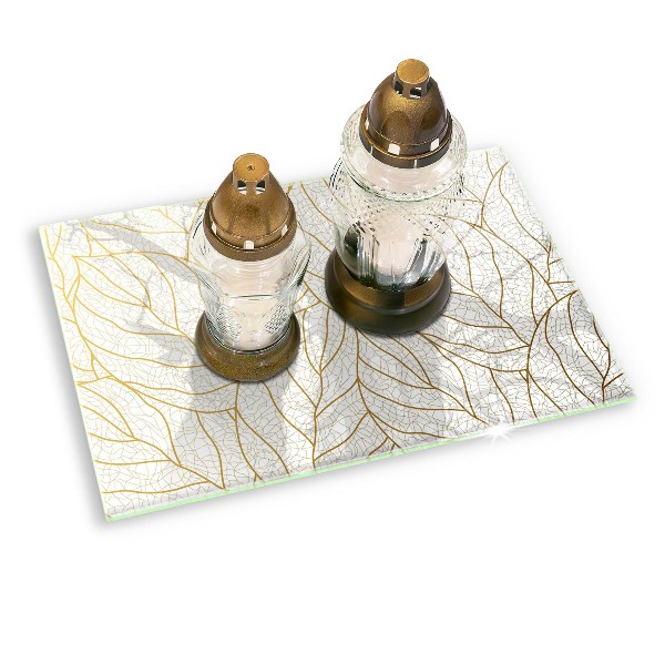 Glass candle plate decorative Line art pattern leaves
