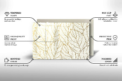 Glass candle plate decorative Line art pattern leaves