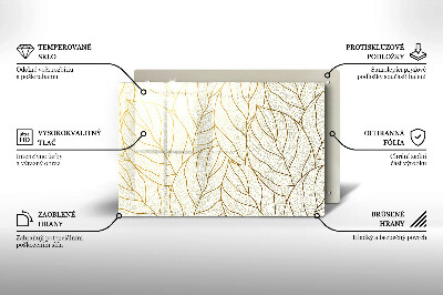 Glass candle plate decorative Line art pattern leaves