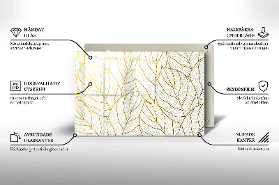 Glass candle plate decorative Line art pattern leaves
