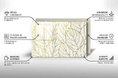 Glass candle plate decorative Line art pattern leaves