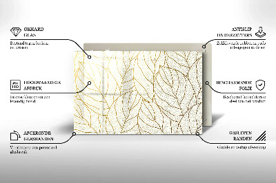 Glass candle plate decorative Line art pattern leaves