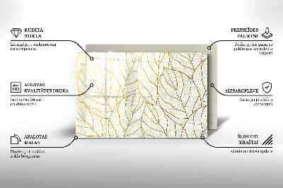 Glass candle plate decorative Line art pattern leaves