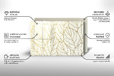 Glass candle plate decorative Line art pattern leaves