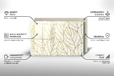 Glass candle plate decorative Line art pattern leaves