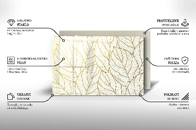 Glass candle plate decorative Line art pattern leaves