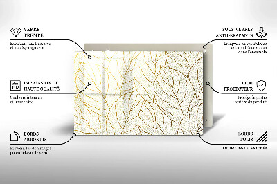 Glass candle plate decorative Line art pattern leaves