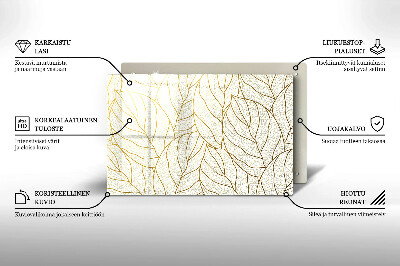 Glass candle plate decorative Line art pattern leaves