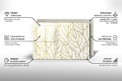 Glass candle plate decorative Line art pattern leaves