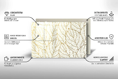 Glass candle plate decorative Line art pattern leaves